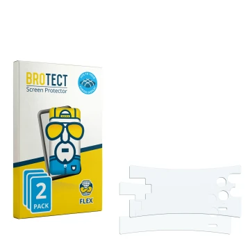Face avant d’un emballage produit avec le logo de la marque BROTECT. À côté se trouve la protection d’écran correspondante.