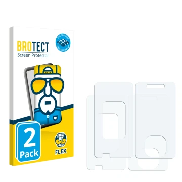 Face avant d’un emballage produit avec le logo de la marque BROTECT. À côté se trouve la protection d’écran correspondante.