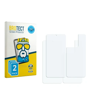 Face avant d’un emballage produit avec le logo de la marque BROTECT. À côté se trouve la protection d’écran correspondante.