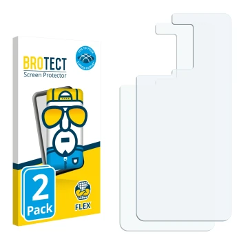 Face avant d’un emballage produit avec le logo de la marque BROTECT. À côté se trouve la protection d’écran correspondante.