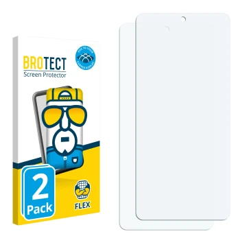 Face avant d’un emballage produit avec le logo de la marque BROTECT. À côté se trouve la protection d’écran correspondante.