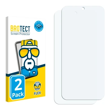 Face avant d’un emballage produit avec le logo de la marque BROTECT. À côté se trouve la protection d’écran correspondante.