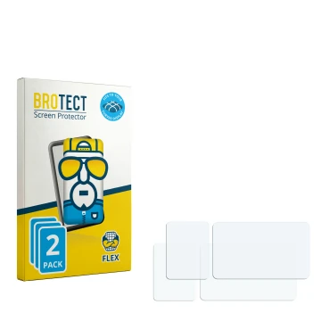 Face avant d’un emballage produit avec le logo de la marque BROTECT. À côté se trouve la protection d’écran correspondante.