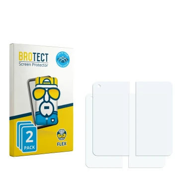 Face avant d’un emballage produit avec le logo de la marque BROTECT. À côté se trouve la protection d’écran correspondante.