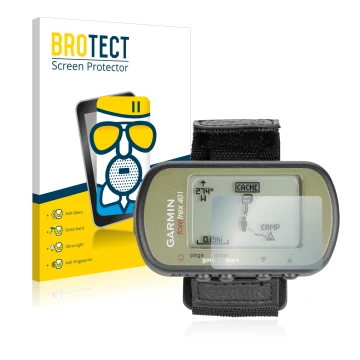 Face avant d’un emballage produit avec le logo de la marque BROTECT. À côté, l’appareil Garmin Foretrex 401 est représenté ave
