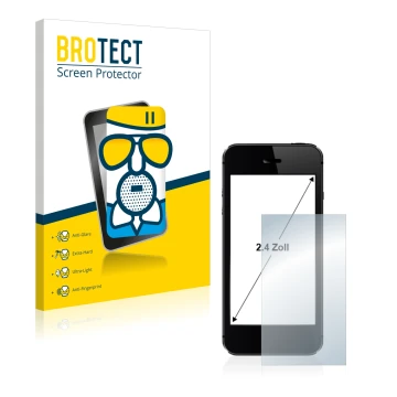 Face avant d’un emballage produit avec le logo de la marque BROTECT. À côté, l’appareil est représenté avec la protection d’éc