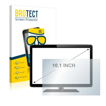 Face avant d’un emballage produit avec le logo de la marque BROTECT. À côté, l’appareil est représenté avec la protection d’éc
