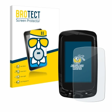 Face avant d’un emballage produit avec le logo de la marque BROTECT. À côté, l’appareil Garmin Edge 810 est représenté avec la