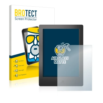 Face avant d’un emballage produit avec le logo de la marque BROTECT. À côté, l’appareil Kobo Aura H2O est représenté avec la p
