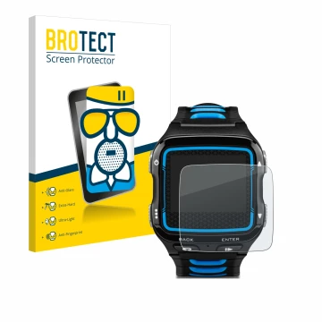 Face avant d’un emballage produit avec le logo de la marque BROTECT. À côté, l’appareil Garmin Forerunner 920XT est représenté