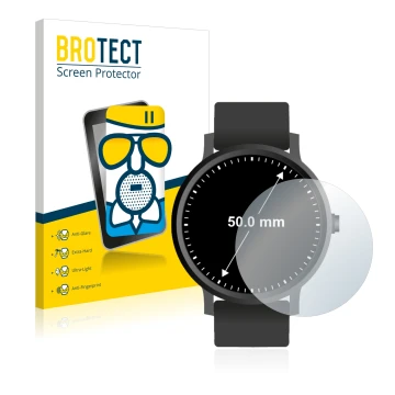 Face avant d’un emballage produit avec le logo de la marque BROTECT. À côté, l’appareil Montres (Circulaire, ø: 50 mm) est rep