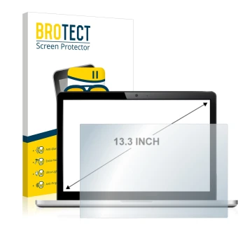 Face avant d’un emballage produit avec le logo de la marque BROTECT. À côté, l’appareil est représenté avec la protection d’éc