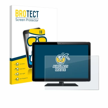 Face avant d’un emballage produit avec le logo de la marque BROTECT. À côté, l’appareil est représenté avec la protection d’éc