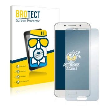 Face avant d’un emballage produit avec le logo de la marque BROTECT. À côté, l’appareil Samsung Galaxy A3 2016 est représenté 