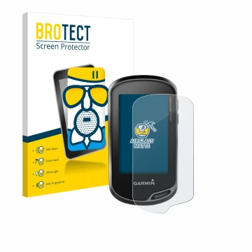 Face avant d’un emballage produit avec le logo de la marque BROTECT. À côté, l’appareil Garmin Oregon 750t est représenté avec