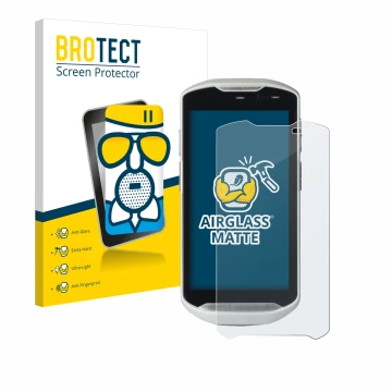 Face avant d’un emballage produit avec le logo de la marque BROTECT. À côté, l’appareil Zebra TC51 est représenté avec la prot