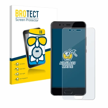 Face avant d’un emballage produit avec le logo de la marque BROTECT. À côté, l’appareil Huawei P10 Plus est représenté avec la