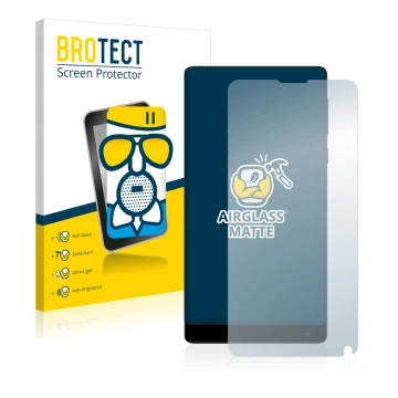 Face avant d’un emballage produit avec le logo de la marque BROTECT. À côté, l’appareil Xiaomi Mi Mix 2 est représenté avec la