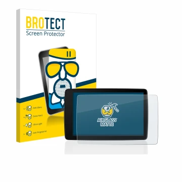 Face avant d’un emballage produit avec le logo de la marque BROTECT. À côté, l’appareil BMW Motorrad Navigator VI est représen