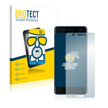 Face avant d’un emballage produit avec le logo de la marque BROTECT. À côté, l’appareil Nokia 5 est représenté avec la protect