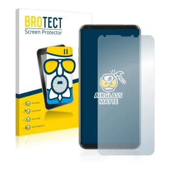 Face avant d’un emballage produit avec le logo de la marque BROTECT. À côté, l’appareil LG V30 est représenté avec la protecti