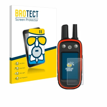 Face avant d’un emballage produit avec le logo de la marque BROTECT. À côté, l’appareil Garmin Atemos 100 est représenté avec 