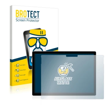 Face avant d’un emballage produit avec le logo de la marque BROTECT. À côté, l’appareil Microsoft Surface Book 2 13.5