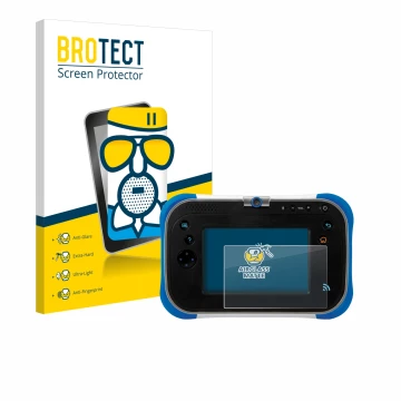 Face avant d’un emballage produit avec le logo de la marque BROTECT. À côté, l’appareil Vtech Storio Max 2.0 est représenté av