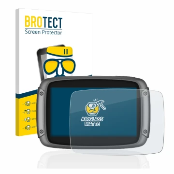 Face avant d’un emballage produit avec le logo de la marque BROTECT. À côté, l’appareil TomTom Rider 550 est représenté avec l