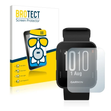 Face avant d’un emballage produit avec le logo de la marque BROTECT. À côté, l’appareil Garmin Approach S10 est représenté ave