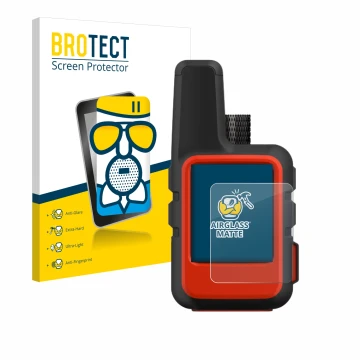 Face avant d’un emballage produit avec le logo de la marque BROTECT. À côté, l’appareil Garmin inReach Mini est représenté ave