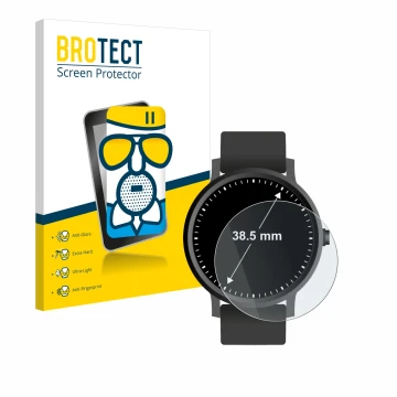 Face avant d’un emballage produit avec le logo de la marque BROTECT. À côté, l’appareil Montres (Circulaire, ø: 38.5 mm) est r