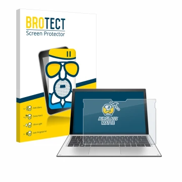 Face avant d’un emballage produit avec le logo de la marque BROTECT. À côté, l’appareil HP Elite x2 1013 G3 est représenté ave