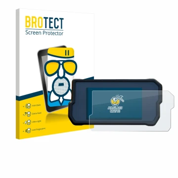 Face avant d’un emballage produit avec le logo de la marque BROTECT. À côté, l’appareil KTM 390 Duke 2017 est représenté avec 