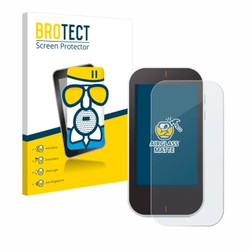 Face avant d’un emballage produit avec le logo de la marque BROTECT. À côté, l’appareil Garmin Approach G80 est représenté ave