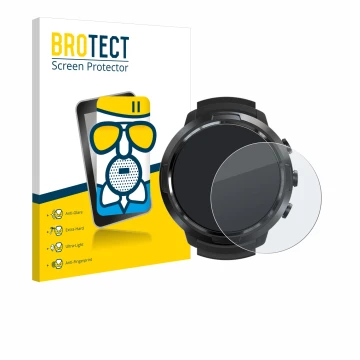 Face avant d’un emballage produit avec le logo de la marque BROTECT. À côté, l’appareil Suunto D5 est représenté avec la prote