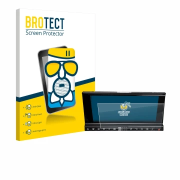 Face avant d’un emballage produit avec le logo de la marque BROTECT. À côté, l’appareil DS 7 Crossback Infotainmentsystem est 