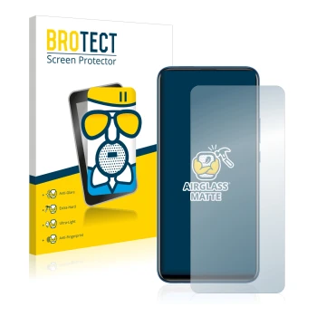 Face avant d’un emballage produit avec le logo de la marque BROTECT. À côté, l’appareil Huawei Y9 Prime 2019 est représenté av