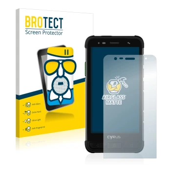 Face avant d’un emballage produit avec le logo de la marque BROTECT. À côté, l’appareil Cyrus CS45 XA est représenté avec la p