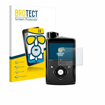 Face avant d’un emballage produit avec le logo de la marque BROTECT. À côté, l’appareil Medtronic Minimed 670G est représenté 