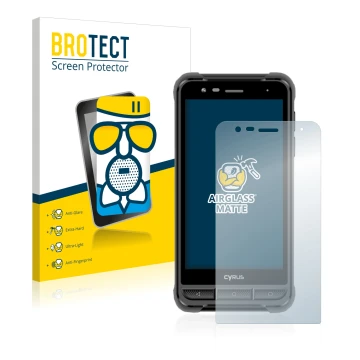 Face avant d’un emballage produit avec le logo de la marque BROTECT. À côté, l’appareil Cyrus CS22 XA est représenté avec la p