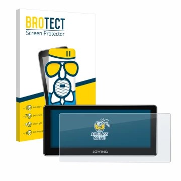 Face avant d’un emballage produit avec le logo de la marque BROTECT. À côté, l’appareil Joying 4G Car Radio 8.8