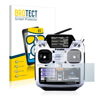 Face avant d’un emballage produit avec le logo de la marque BROTECT. À côté, l’appareil Robbe Futaba T32MZ est représenté avec