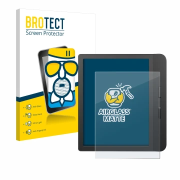 Face avant d’un emballage produit avec le logo de la marque BROTECT. À côté, l’appareil Tolino Vision 5 est représenté avec la