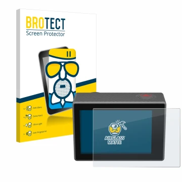 Face avant d’un emballage produit avec le logo de la marque BROTECT. À côté, l’appareil Akaso V50 Elite est représenté avec la