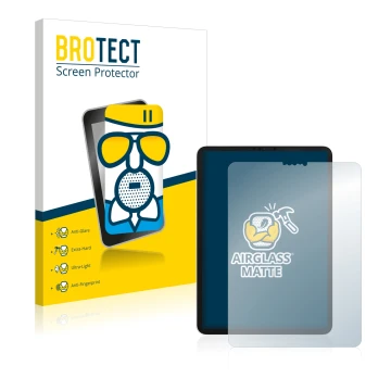 Face avant d’un emballage produit avec le logo de la marque BROTECT. À côté, l’appareil Apple iPad Pro 11