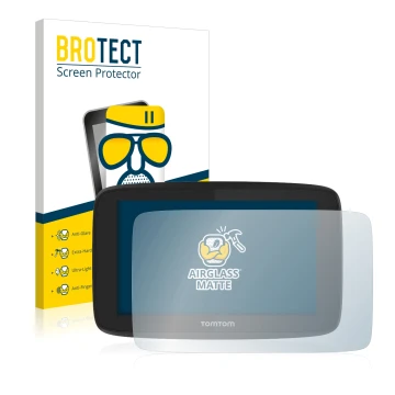 Face avant d’un emballage produit avec le logo de la marque BROTECT. À côté, l’appareil TomTom Go Professional 520 est représe