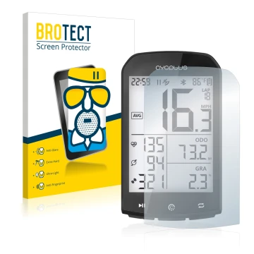 Face avant d’un emballage produit avec le logo de la marque BROTECT. À côté, l’appareil Cycplus M1 2.9