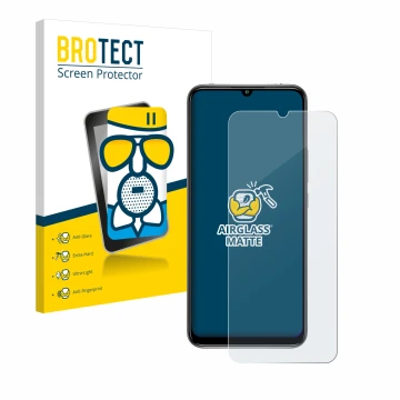 Face avant d’un emballage produit avec le logo de la marque BROTECT. À côté, l’appareil Xiaomi Mi 10 Lite est représenté avec 