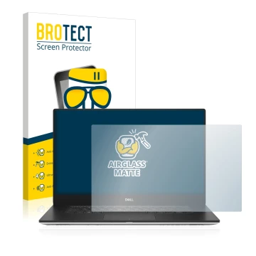 Face avant d’un emballage produit avec le logo de la marque BROTECT. À côté, l’appareil Dell Precision 5540 est représenté ave